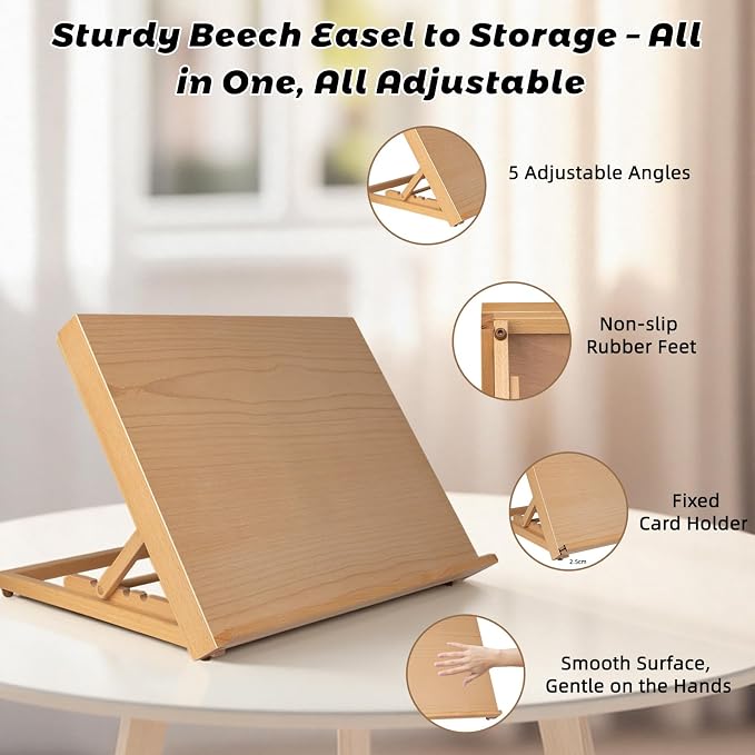 28Pack 18.5"x12" Beechwood Tabletop Easel Set with 12 Acrylic Paints
