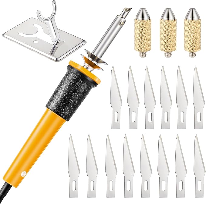 Honoson 19 Pcs Electric Hot Knife Cutting Tool with 14 Blades, Yellow