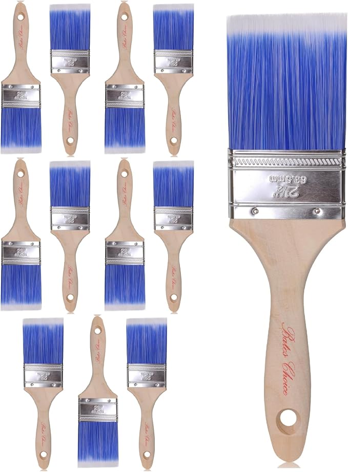 Bates- Paint Brushes, 2.5-Inch, 12 Pack, Treated Wood Handle, Paint Brushes for Walls, Stain Brush, Wall Paint Brushes, Furniture Paint Brush, Paint Brushes for Painting Walls, Painting Brush