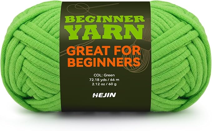 60g Green Yarn for Crocheting and Knitting;66m (72yds) Cotton Yarn for Beginners with Easy-to-See Stitches;Worsted-Weight Medium #4;Cotton-Nylon Blend Yarn for Beginners Crochet Kit Making