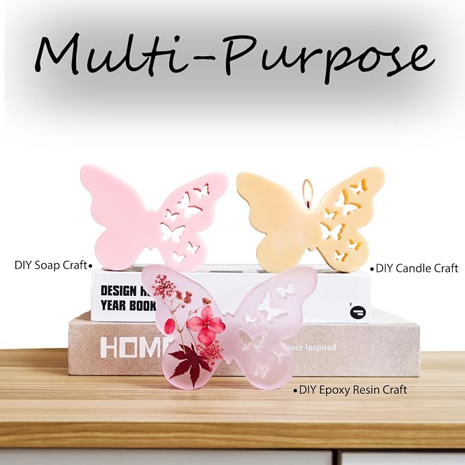 Resin Butterfly Molds Silicone, 2 Pack Silicone Molds for Epoxy Resin | Butterfly Resin Molds, Deep Epoxy Butterfly Mold for Soap, Candle Casting, Flower Bouquet Preservation Wedding Decor Flexible