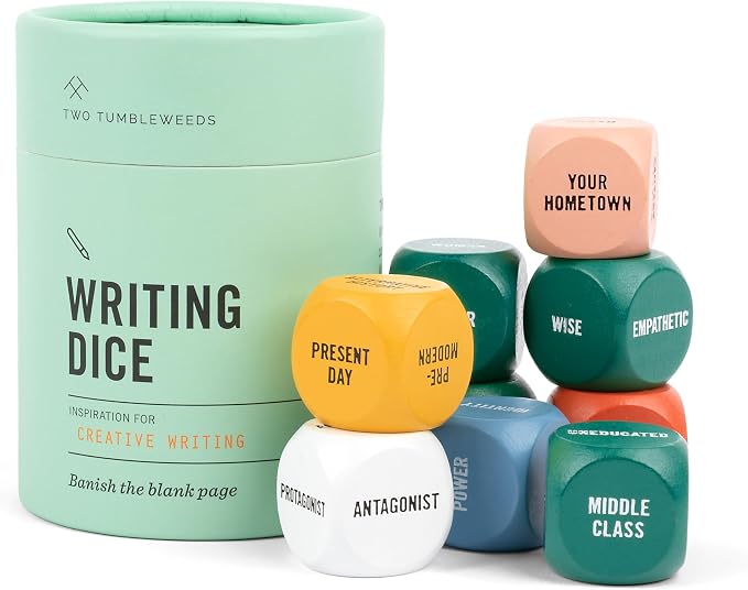 Two Tumbleweeds Writing Dice - Story Prompts to Beat Writer's Block | A highly giftable creative writing tool for Teens & Adults – Gift for Authors, Teachers & Storytellers – Set of 9 Dice