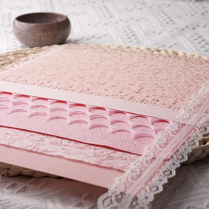 15Pcs Handmade Scrapbook Art Craft Textured Paper Colorful A5 sheet Mesh Special Paper Mix for Scrapbooking Junk Journal Journaling Supplies DIY Materials,5.8x8.2 inches (Pink)