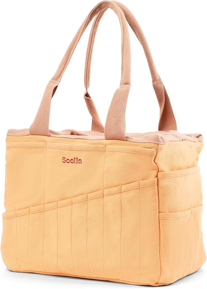 Soolla Studio Bag: Art Supply Storage Organizer & Pottery Tool Bag, Washable Tote, Yarn Bag, Crochet, 30 Pockets, 15+ Colors