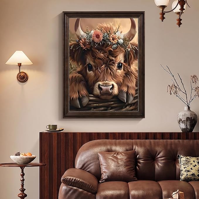 Mosaflare 5D Highland Cow Diamond Painting Kits for Adults 12x16 Inch