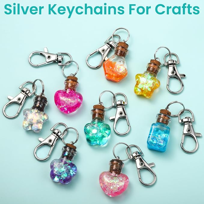 LEOBRO 100PCS Lobster Claw Clasps and Key Rings, Keychain Making kit, Keychains Clips and Key Chain Ring, for Key Chain, Jewelry Making, Art Crafts, Gold & Silver