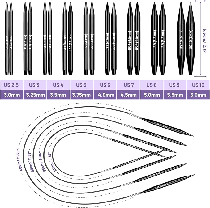 Katech Short Interchangeable Knitting Needles Set-Circular Knitting Needles