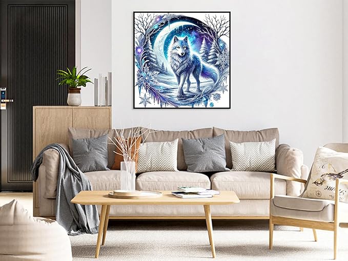 Benjenes Snow Wolf Diamond Art Kits for Adults Diamond Painting Kits