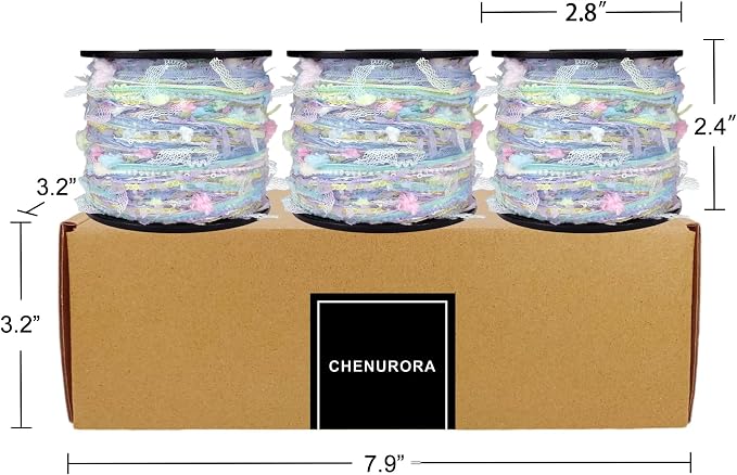 Artisanal Yarn Collection Multifiber Fancy Yarn with Micro Silver Sequins for Knitting Crocheting Crafts DIY, Set of 3 Rolls (Dreamy Blue)