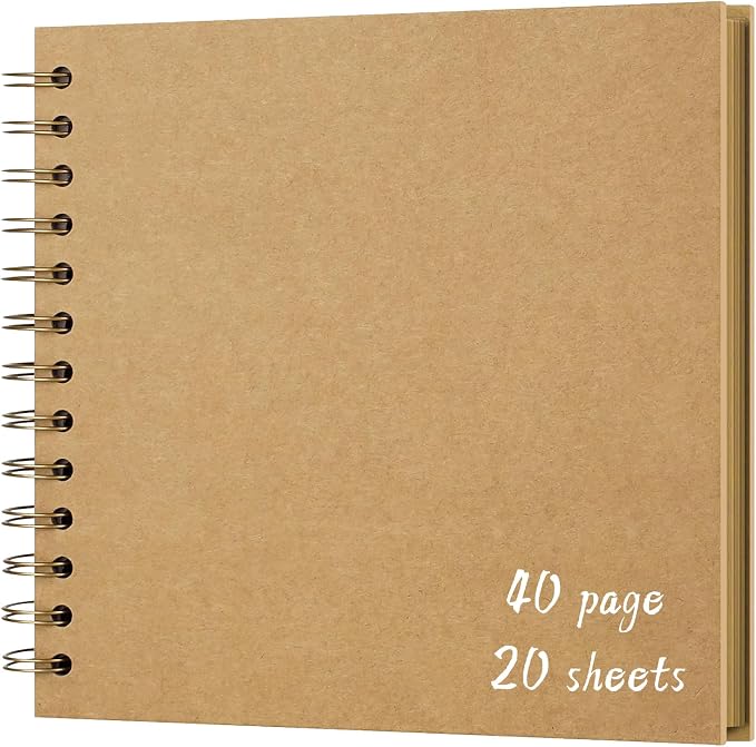DIY Scrapbook Album 8x8 Inch, Hardcover Kraft Paper Scrap Book Photo Album, Blank Page Memory Scrap Book for DIY Crafts, Traveling, Wedding, Anniversary, Birthday, 40 Pages (20 Sheets), Khaki