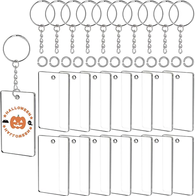90 Pieces Clear Acrylic Keychain Blanks Rectangle