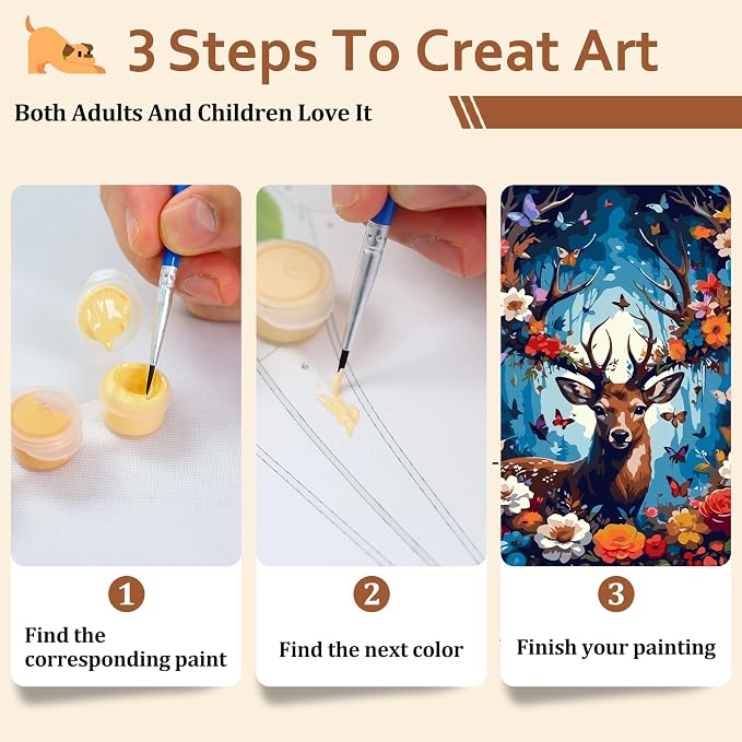 Reivworl Deer Paint by Numbers Kit for Adults Beginner 16×20 inch