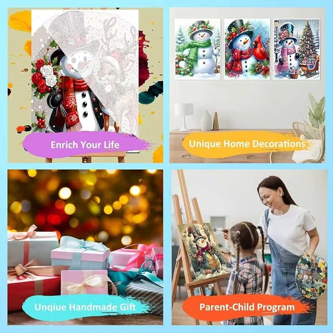 6 Pack Christmas Paint by Numbers Kits for Adults 12x16in(30x40cm)