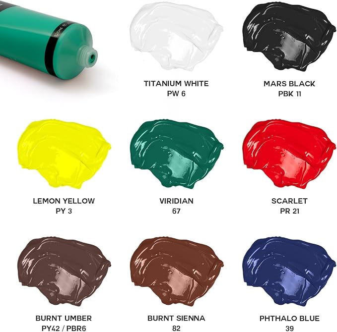 GOTIDEAL Craft Acrylic Paint Set,8 Primary Colors（(120ml,4 oz) Washable | Rich Pigments Non-Toxic, Professional Paint for Pouring on Canvas, Rocks, Ceramic, Fabric, Leather, for Artist, Adults