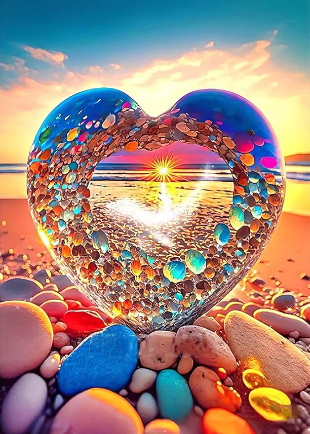 5D Diamond Painting Kits for Adults, Beach Love Diamond Art Kits for Adults