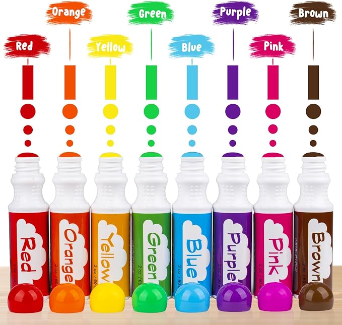 Soucolor 16-Pack Washable Dot Markers for Kids & Toddlers,8 Vibrant Colors