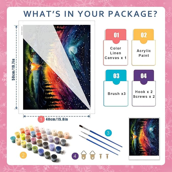 HITO Starry Sky Paint by Numbers Kit for Adults, Adult Paint by Number Kits | Landscape Paint by Numbers for Adults Beginner, Bonfire Paint by Numbers for Gift Home Wall Decor 16x20 Inch Frameless