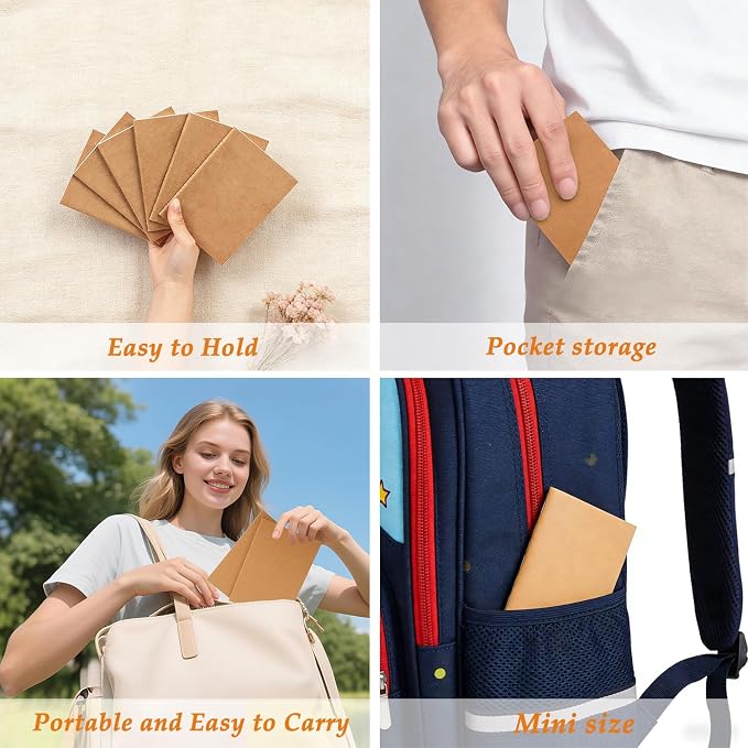 FOVGOTAN 15 Pack Blank Kraft Notebooks Set, 60 Pages Journals Notebook Bulk, Unlined Composition Notebook for Kids, Student, Sketchbooks and Pocket Notebook(6PCS A5 8.3"×5.5", 9PCS Mini 7.4"×4")