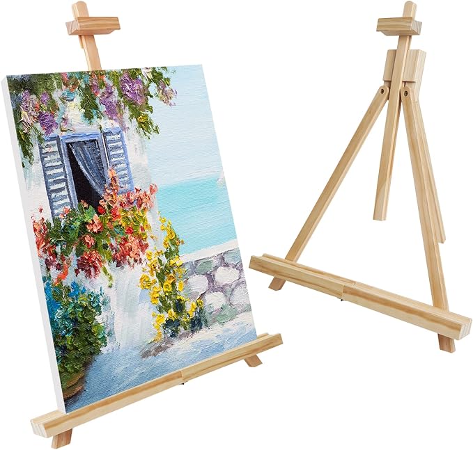 CONDA 25'' Folding Wooden Tabletop Easel for Painting, Hold Canvas up to 23 Inches, Portable A-Frame Artist Desktop Painting Stand, Photo Picture Sign Holder