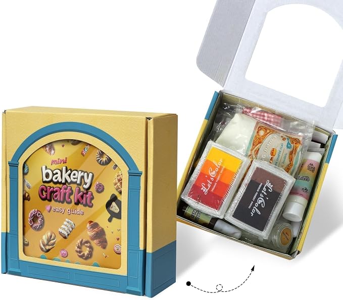 iLAND Air Dry Clay Kits Fun Crafts for Teens DIY Mini Bakery Miniature Food Toy Easy Crafts for Adult Women 1/12 Scale Accessories of Dollhouse Kitchen Creative Family Game Night Birthday Gift Ideas