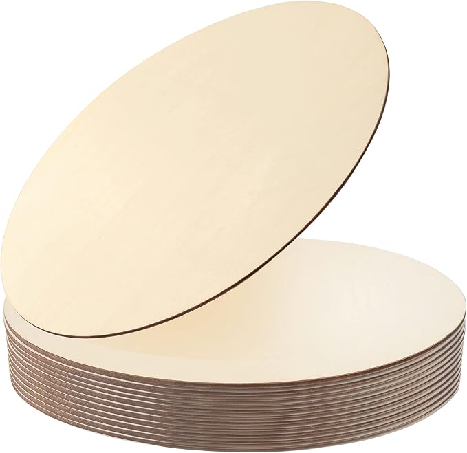 Wood Circles for Crafts,12 Pack 12 Inch Unfinished Wood Blank Rounds Wooden Cutouts for Crafts, Door Hanger, Door Design, Wood Burning