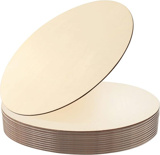 Wood Circles for Crafts,12 Pack 12 Inch Unfinished Wood Blank Rounds Wooden Cutouts for Crafts, Door Hanger, Door Design, Wood Burning