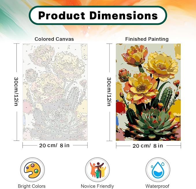 Framed Paint by Numbers Kit for Adults Beginner & Kids Ages 8-12, Flowers Plant Paint by Numbers with frame, without Easel, DIY Acrylic Number Painting for Adults for Home Decor Gift 8 x 12 Inch