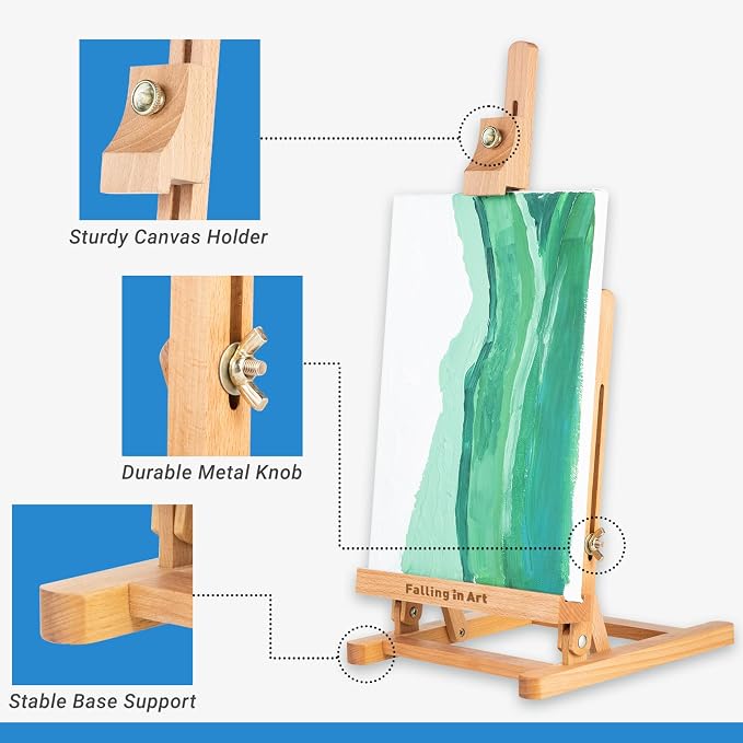 Falling in Art Basic H-Frame Tabletop Easel, Holding Canvas up to 24" High