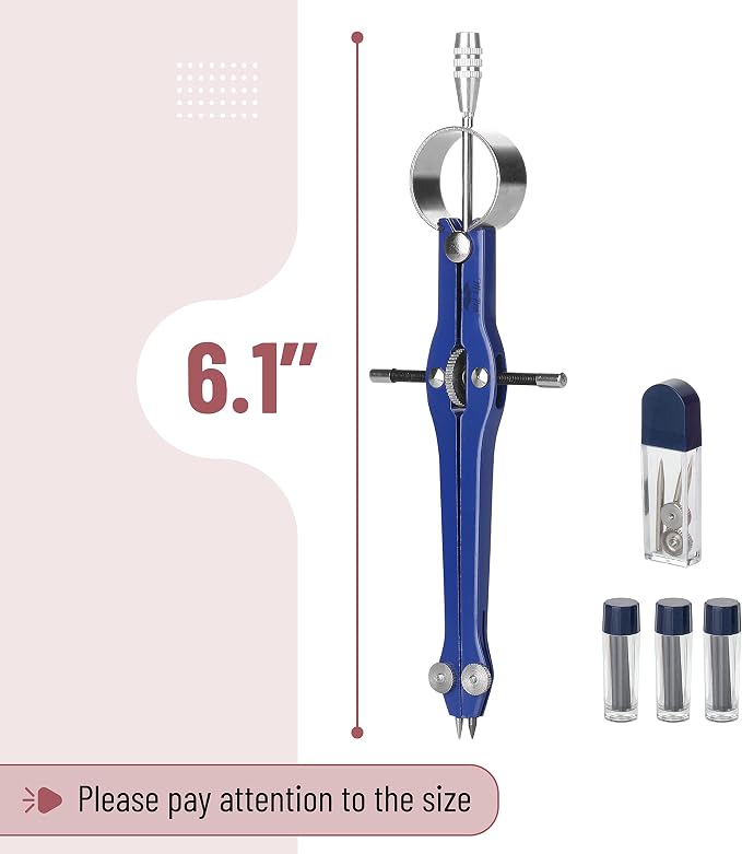 Mr. Pen- Professional Compass for Geometry, Extra Lead | Metal Compass Drawing Tool for Students, Drafting and Engineering, Technical Drawings, Circles and Geometry Projects