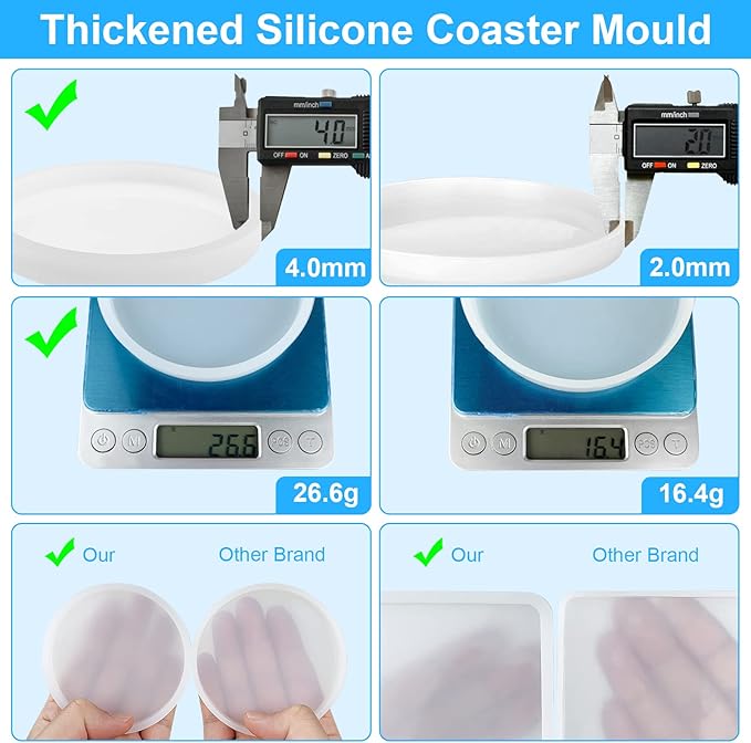 4 PCS Thickened Coaster Resin Molds, Coaster Silicone Molds for Epoxy Resin, Epoxy Resin Molds for DIY Resin Coasters Bowl mats, Candle Holders, Home Decoration