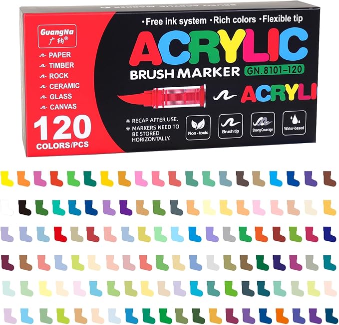 Acrylic Paint Markers, 120 Colors Acrylic Markers Set, Paint Pens