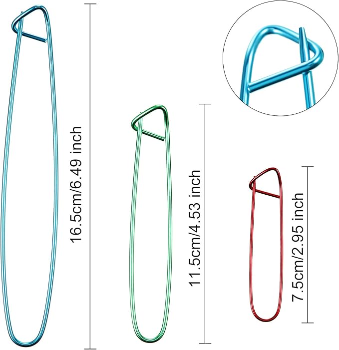 WILLBOND 9 Pieces Cable Stitch Holders, Mixed Color Aluminum Cable Needles Stitch Holders, Safety Pin Brooch Weaving Sweater Knitting Tool, Bent Tapestry Needles for Yarn Sewing Knitting