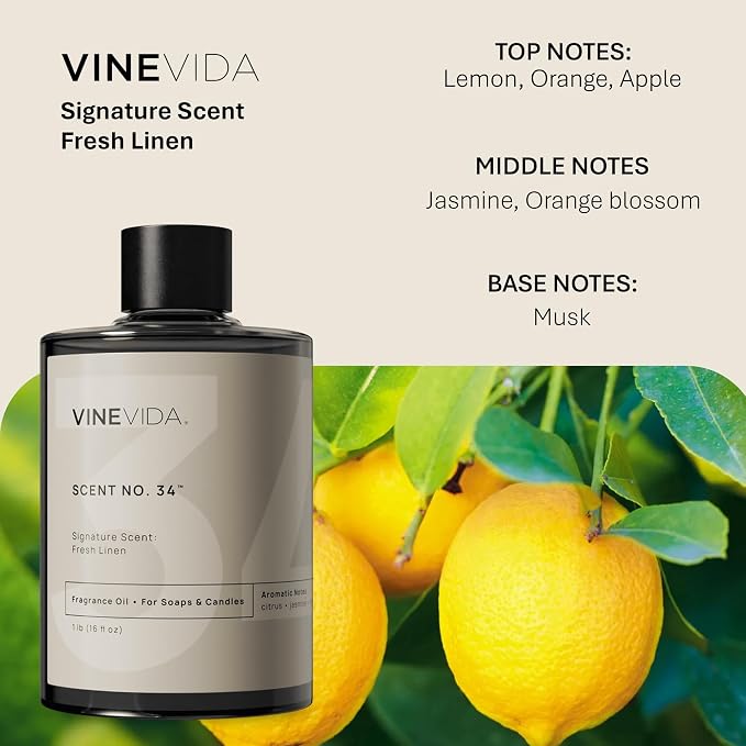 VINEVIDA [16oz] Fresh Linen Fragrance Oil for Candle Making Scents Soap Making, Soy Candles, Fabric Freshener Room Sprays, Laundry Dryer Balls, Home Diffusers, Bath Bombs (ARTS-FOBP-FRSH-LIN-16)