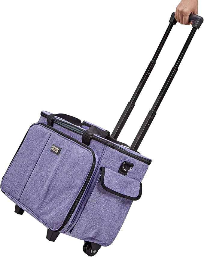 HOMEST Deluxe Sewing Machine Case with Wheels, Rolling Trolley Tote