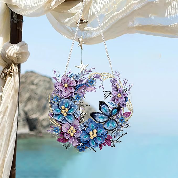 RYMILIE Hanging Diamond Art Kits for Adults Flowers 8x8inch