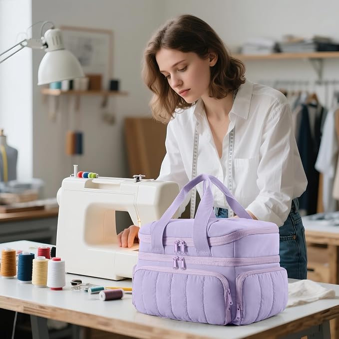 Marscamd Sewing Organizer Bag with Detachable Dividers, Purple (Bag Only)