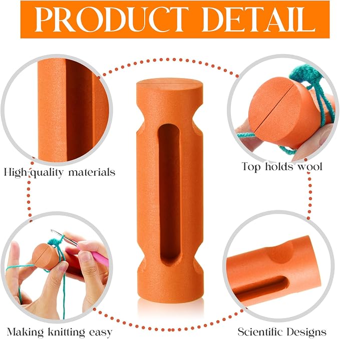 Threlaco 1 Pcs Crochet Tool 4" Beginner Crochet Tool, Orange | Learn How to Make Circle Stitch and Guide Knitting Holder Accessories for All Yarn Sizes Beginners Mother Birthday Gifts