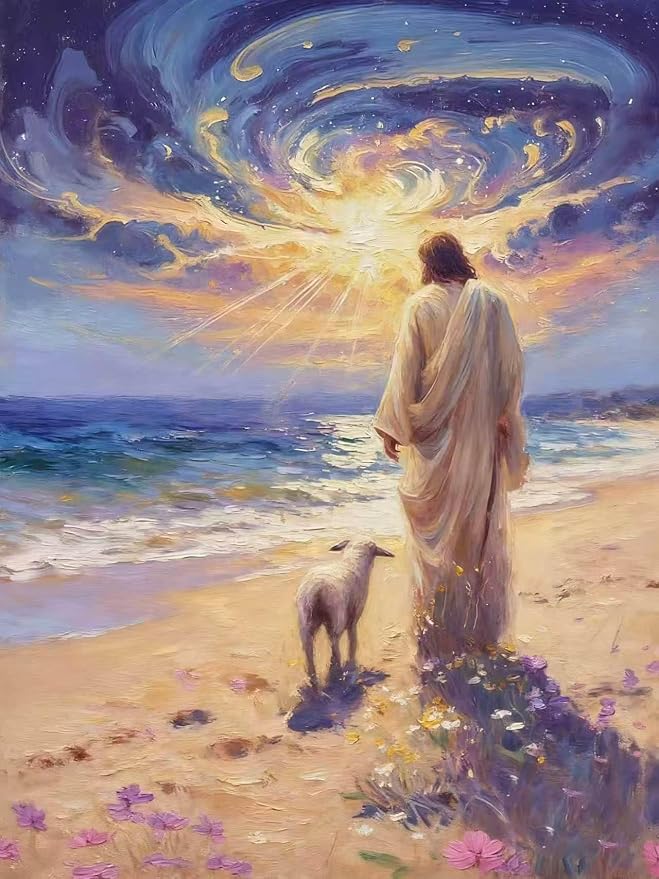 Mrnsiet Paint by Numbers Kit for Adults, Easy Jesus Adult Paint by Number Kits on Canvas, Christian DIY Acrylic Oil Number Painting Kits for Home Wall Decor Gift 16x20 Inch (Frameworkless)
