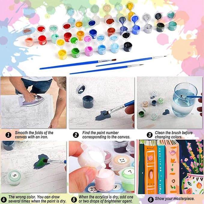 mrpwnle Paint by Numbers Kit for Adults Book Paint by Numbers 20X16 inch | Book Paint by Numbers Kit for Adults Beginner DIY Acrylic Oil Easy Painting by Numbers for Home Wall Decor (Without Frame)