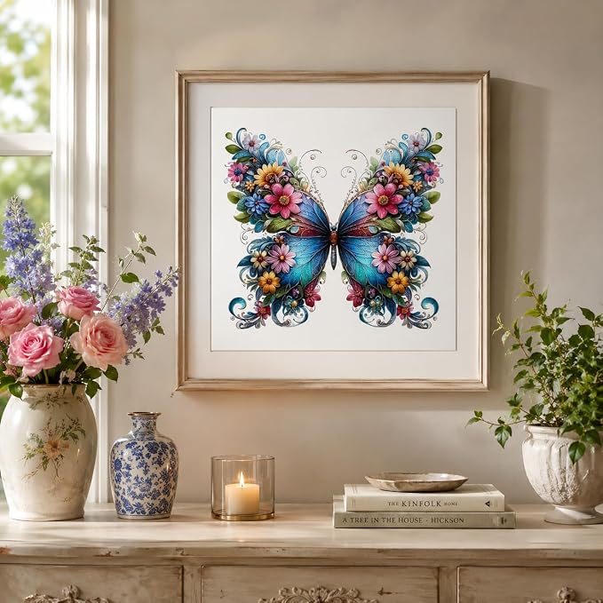 5D Diamond Painting Kits for Adults,Butterfly Diamond Art 13.7X13.7 inch