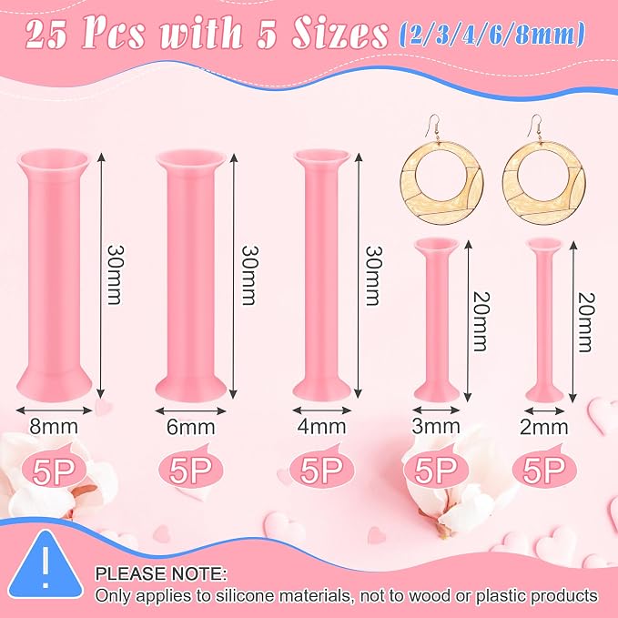 Luxiv 25P Resin Hole Makers, 5Sizes 2/3/4/6/8mm Silicone Mold Tool with Box | 25 Resin Hole Makers, Double-Side Suction, 5 Sizes And Storage Box, For Jewelry, Earrings, Bookmarks, Keychains, Resin Crafts