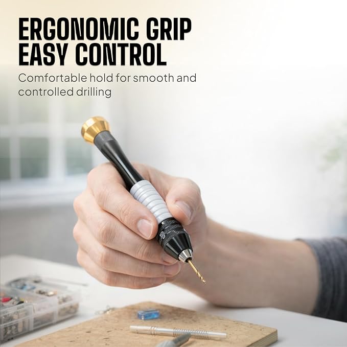 Pin Vise Hand Drill Manual with Micro Drill Bits, Jewelry Drill for Resin