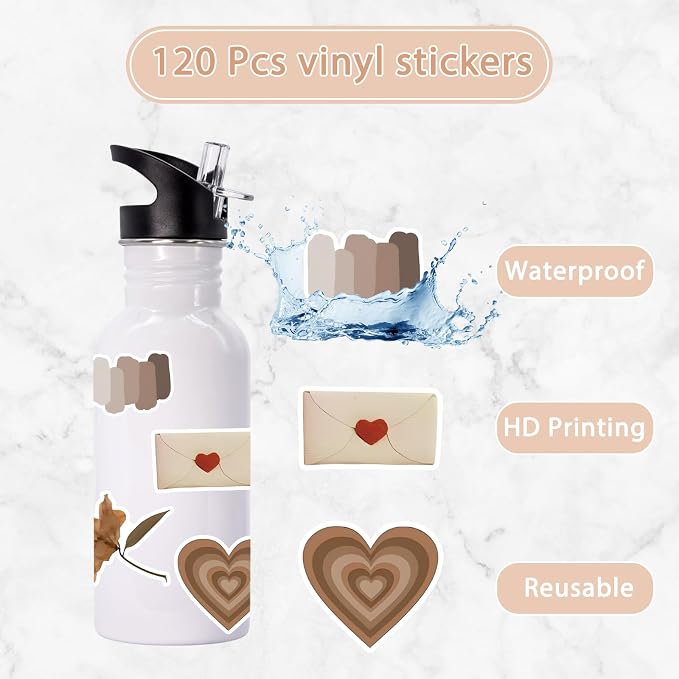 120 Pcs Vintage Aesthetic Stickers, Scrapbook Supplies | Unique, Journaling Essential, Botanical Waterproof Vinyl, Residue-Free, Planner & Diary Decor, Creative Gift