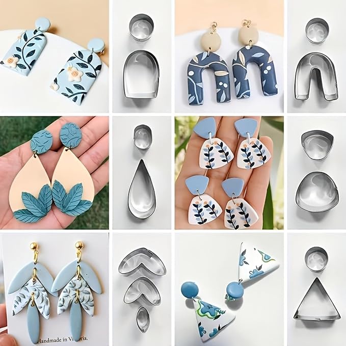126pcs Polymer Clay Earring Cutters Set with Earring Posts, Earring Hooks.