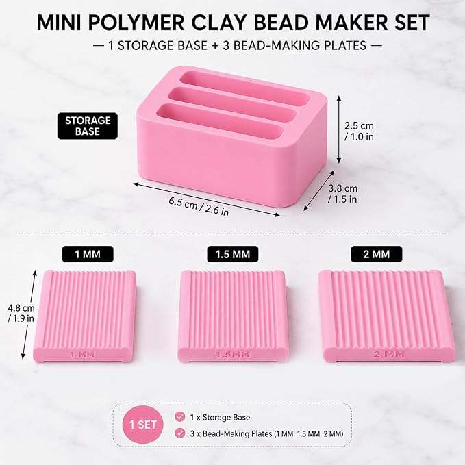 Mini Polymer Clay Bead Maker（1&1.5&2mm）, Clay Beads Roller Bead Shaping Tool Clay Molds for Jewelry Making DIY Bracelet Necklace Craft