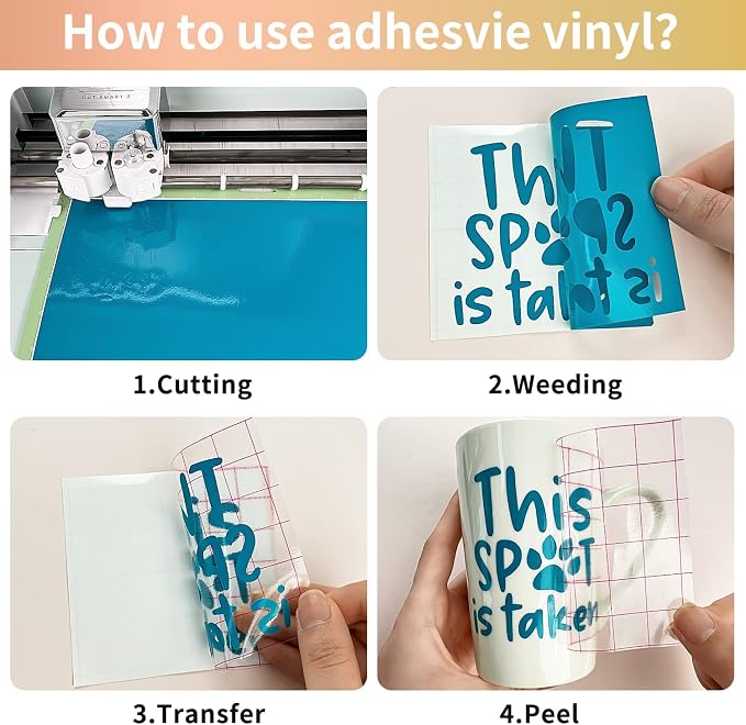 Prime Vinyl Permanent Vinyl, Self Adhesive Vinyl for All Cutting Machines 12" x 12", 25 Sheets for Home Decor, Logo, Banners, Window Graphics, Cutting Machine