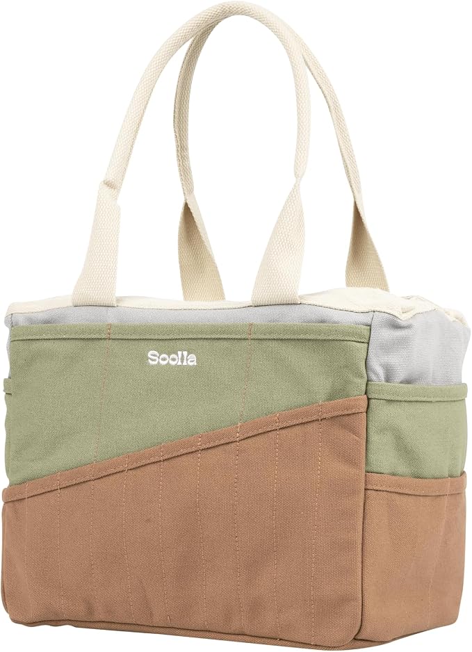 Soolla Studio Bag: Art Supply Storage Organizer & Pottery Tool Bag, Washable Tote, Yarn Bag, Crochet, 30 Pockets, 15+ Colors