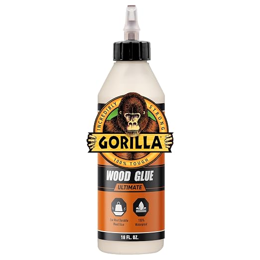 Gorilla Ultimate Waterproof Wood Glue, Natural Color, 18 oz