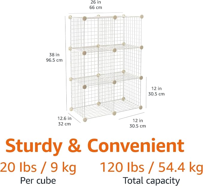 Amazon Basics Cube Wire Grid, 6-Cube, 12 x 12-Inches, White