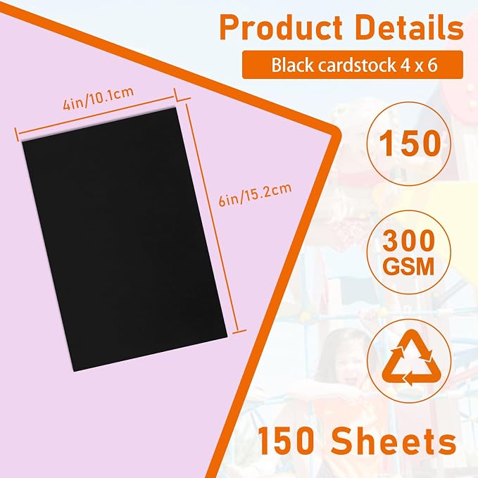 Guakicae 150 Sheets Black Cardstock 4 x 6 Heavyweight Paper 110lb